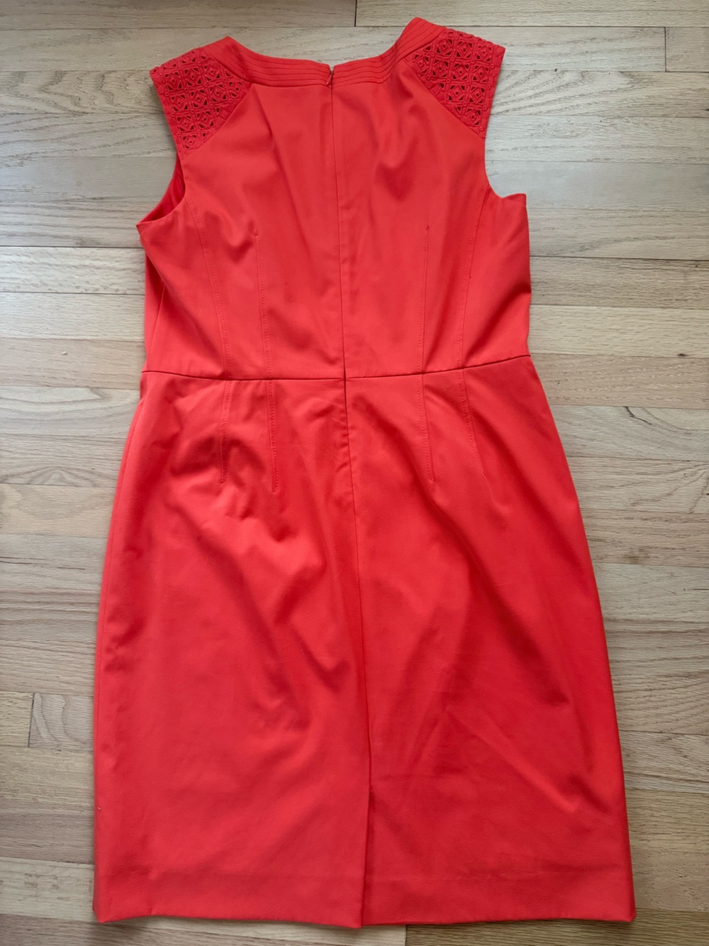 Antonio Melani Size 14 Coral Orange V Neck Dress with Lace Details - Picture 4 of 5